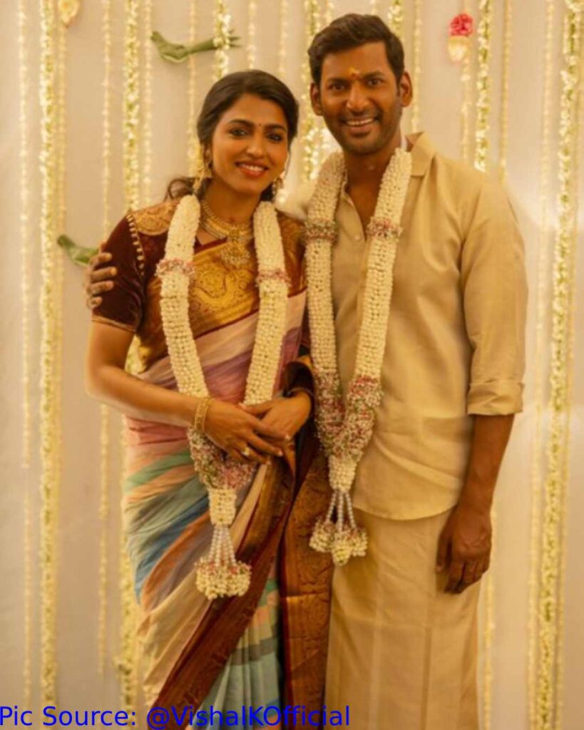 Vishal और Sai Dhanshika Engagement